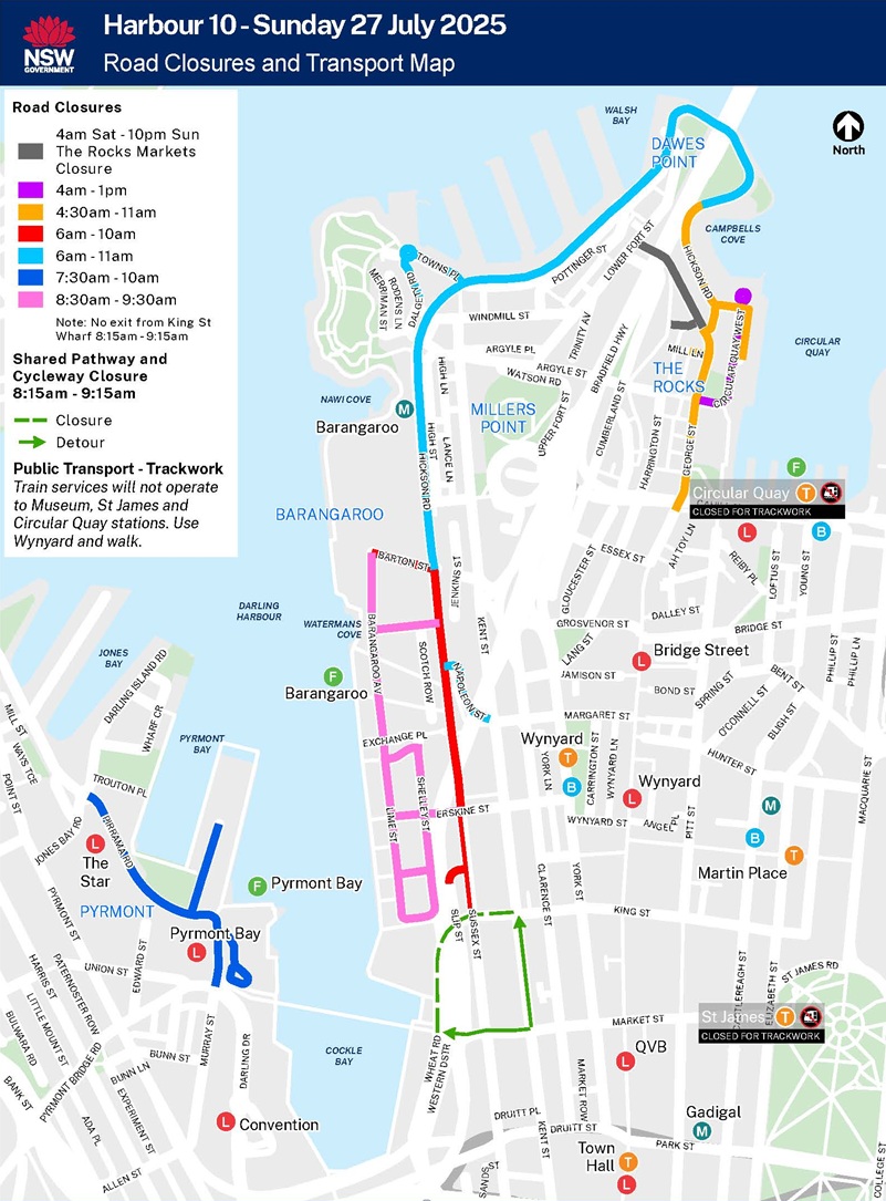 Harbour 10 2025 road closure and transport map