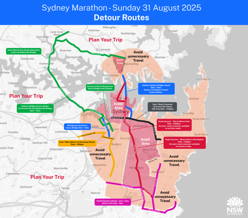 Sydney Marathon 2025 Detour Map