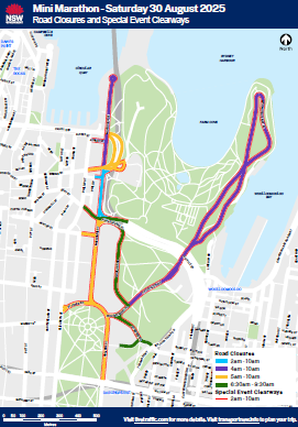 Sydney Mini Marathon closure map