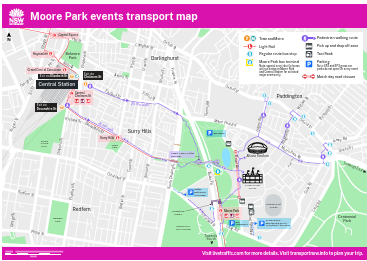 Moore Park transport map 2026