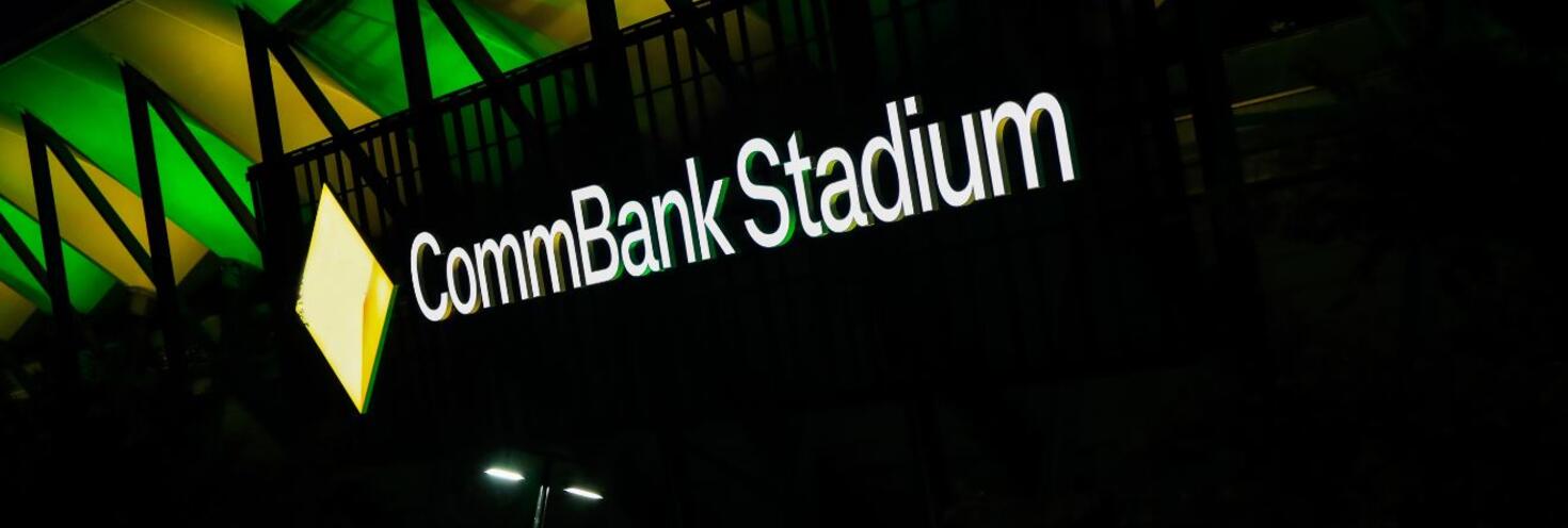 CommBank stadium facade nighttime