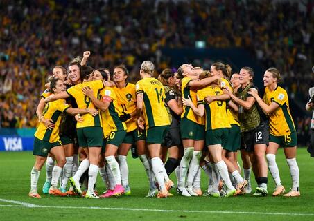 Matildas Team celebrating 